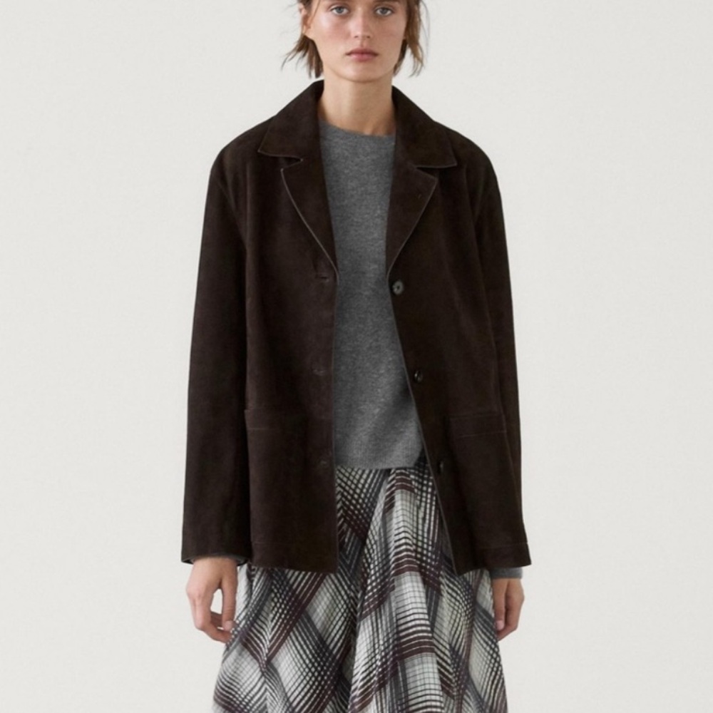 Massimo Dutti Dark Brown Suede Jacket
